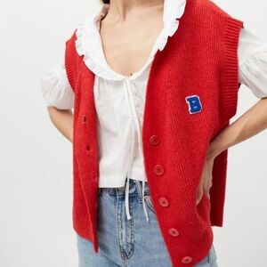 BDG Urban Outfitters red ribbed knit sweater vest 
 Red
